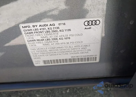 2017 Audi Q3 2.0T Premium из США, поврежденный, VIN WA1BCCFS0HR005131